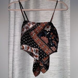 Satin Scarf Tie-Back Top